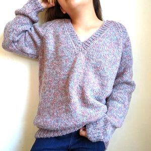 Vintage Hand Knit V-Neck Sweater